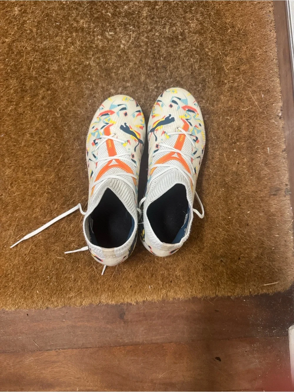 Kids White Sneakers with Colorful Confetti Print